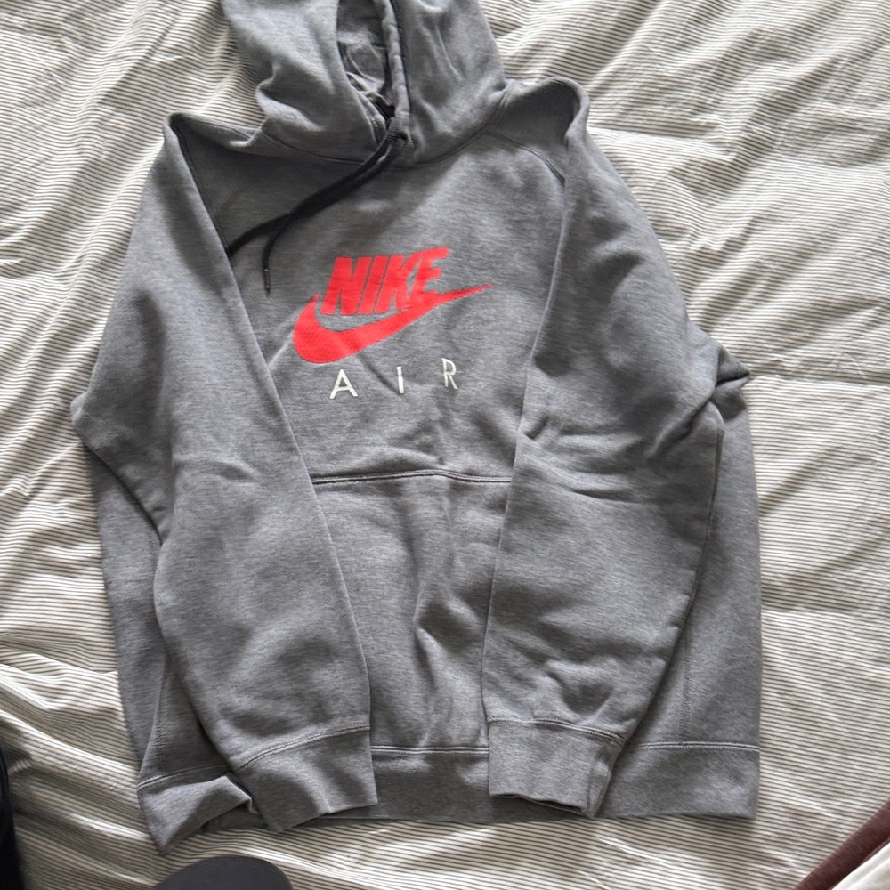 Nike Gray Hoodie with Red Logo